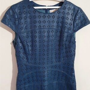 Tory Burch Teal Eyelet Detail dress